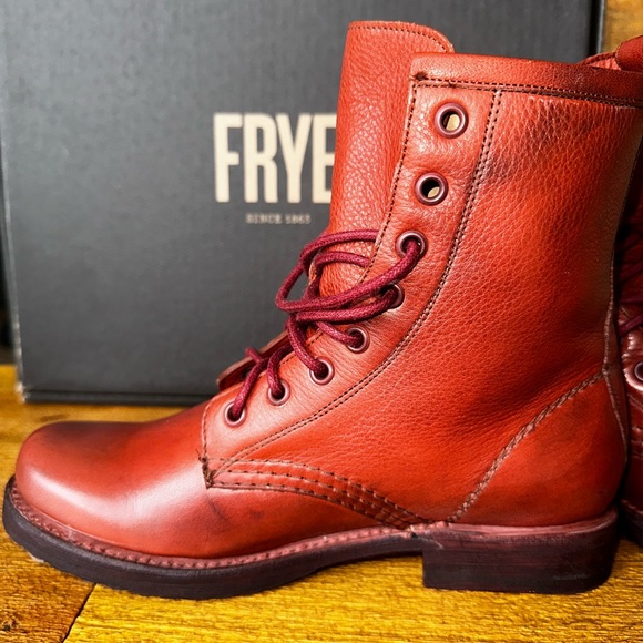 Frye Veronica Combat Boot Red Clay 6.5 - Picture 10 of 12